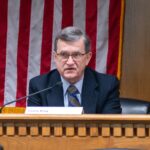 Sen. Curtis King speaks during a Senate Labor and Commerce Committee meeting.